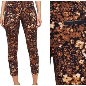 Anthropologie Essential Slim Pants Faux Leather Trim Fall Floral sz 8